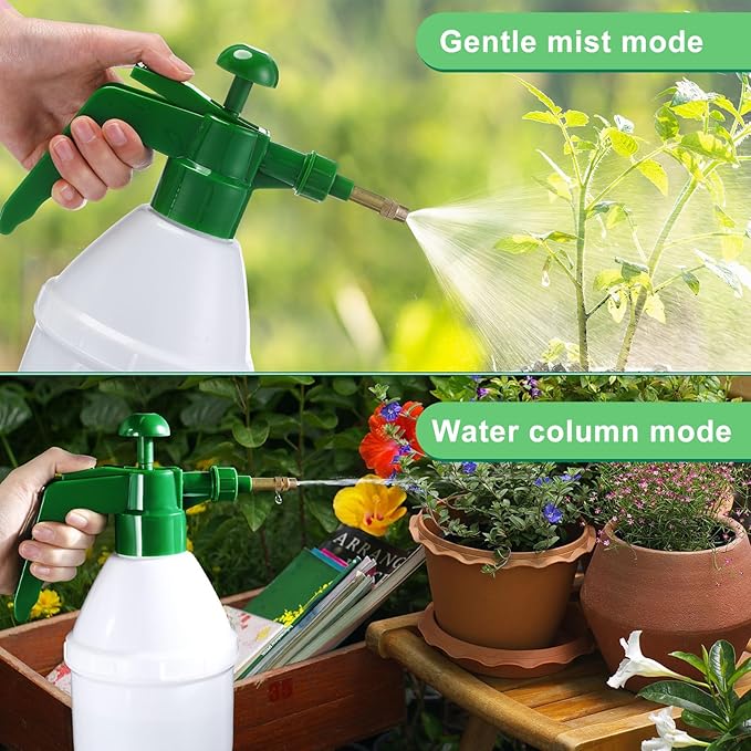 2 Pcs 27 oz Handheld Pump Spray Bottle Garden Mister Spray Bottles Lawn Pressure Hand Pump Sprayer with Adjustable Nozzle for Chemicals Watering Weeds Plants and Cleaning (Green)