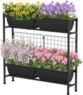 CADUKE Raised Garden Bed Garden Raised Planter Box with Legs 32 Elevated Vegetable Garden Beds with Drainage Holes &amp Trellis Herb Garden Planter Outdoor for Vegetables Balcony Patio Black