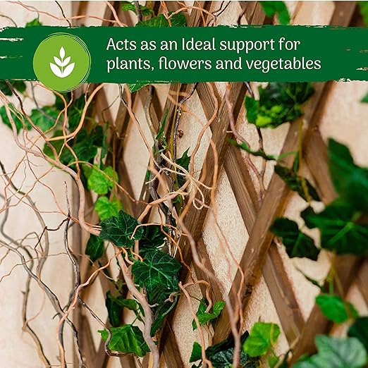 Milltrip Expandable Wooden Plant Trellis Interlocking Lattice Fence Panel for Climbing Roses Ivy &amp Garden Screening Pine Grid