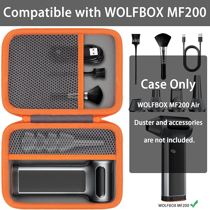 khanka Hard Storage Case for WOLFBOX MF200 Electric Air Duster Compatible with Wolfbox MF200 Air Compressor and Accessories Case Only