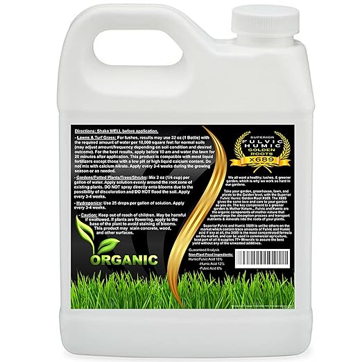 Humic Acid Liquid Aeration Lawn - Humic Acid &amp Fulvic Acid Liquid Concentrate - 10000 sq ft - Organic Plant Food Enhancer for Lawn Plants Turf Grass &amp Garden Soil Treatment Conditioner &amp