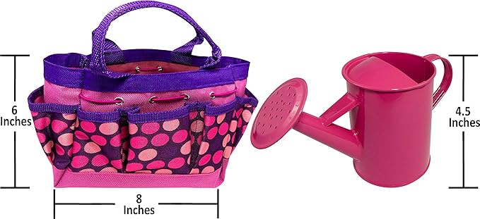 Kids Gardening Tool Set with Matching Sun Hat (Pink)