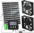 25W Solar Fan for Chicken Coop with Battery Solar Exhaust Fan for Shed &amp Greenhouse 3 Modes Controller (Continuous/Timer/Motion Sensor) Solar Powered Fan for Intake or Exhaust Vent Cooling (Bla