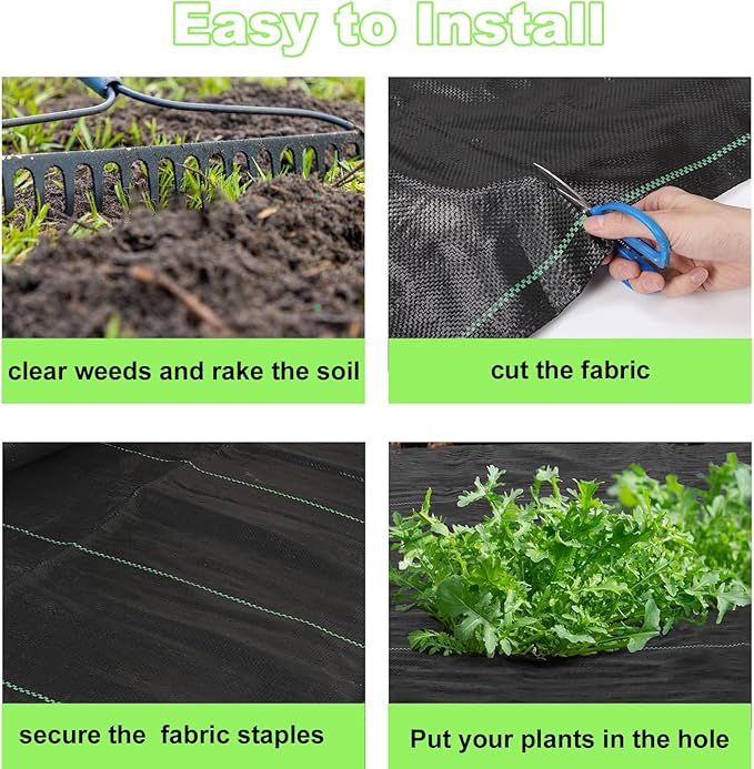 ABQ Weed Barrier Landscape Fabric 2.67Ft×300Ft (780sqft) 3.2oz Heavy Duty Weed Block Gardening Mat Garden Weed Control Ground Cover Cloth Fabric for Outdoor Underlayment Driveway