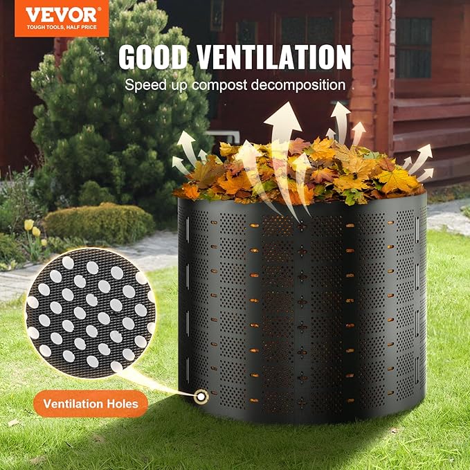 VEVOR Compost Bin 220 Gallon Outdoor Expandable Composter Easy to Setup &amp Large Capacity Composting Bin Fast Creation of Fertile Soil