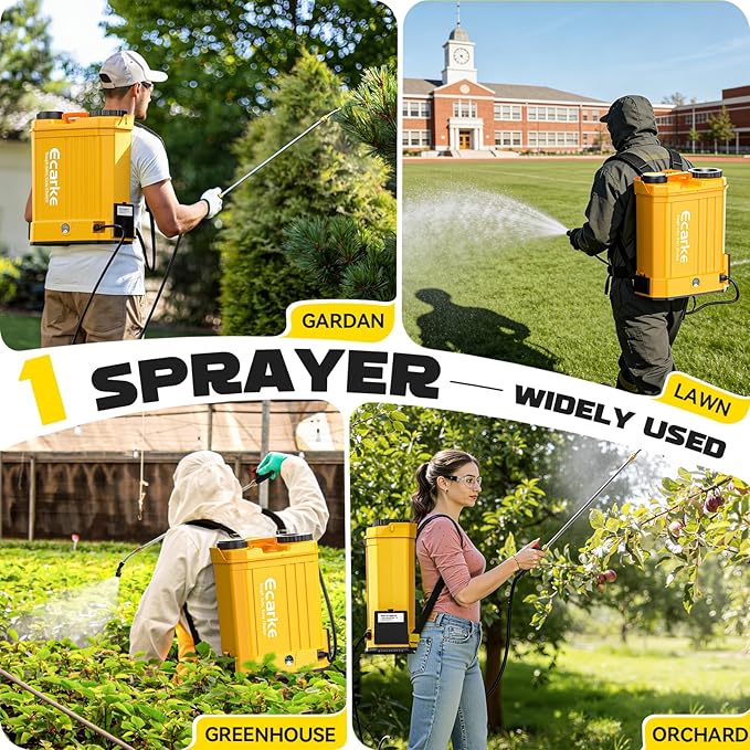 Battery Backpack Sprayer Compatible with Dewalt 20V Battery (Tool Only) 4.2 Gallon with Auto Mixer 0–100PSI Adj Leak-Proof Metal Telescopic Wand 42 6 Nozzles Ergonomic Strap–Lawn Garden Sprayer