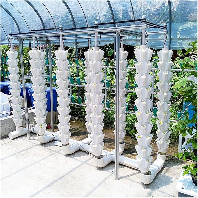 Hydroponic Tower Growing Sytem Garden Hydroponic Growing System Vertical Tower Kit Vertical Greenhouse Garden Indoor Hole Hydroponics Tower Gardening Installation Planter System Easy to Inst