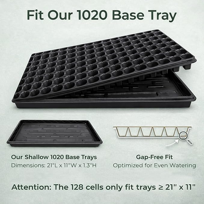 Gardzen 10 Pack 128 Cell Seed Starter Trays 1.5 Deep Plug Tray for Seedlings Durable Seedling Trays with Drainage Holes Fit Standard 1020 Drip Tray