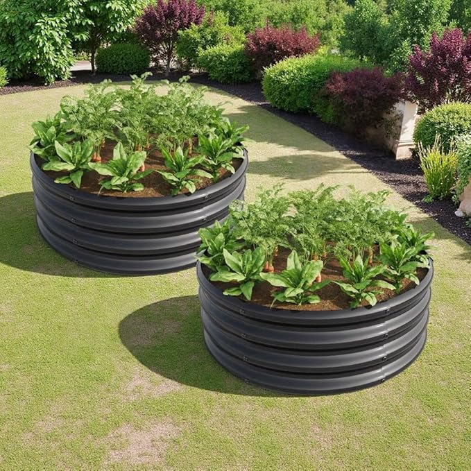 Heavy-Duty Galvanized Steel Raised Garden Bed for Vegetables Flowers Herbs and Fruits – Rust-Resistant Outdoor Planter Box (2PCS Black with 32.08x11.4 inches)
