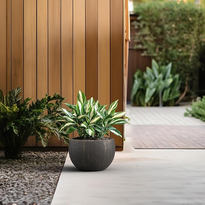 Kante 19.9 Dia Round Concrete Planter Outdoor/Indoor Large Bowl Plant Pots with Drainage Hole and Rubber Plug for Garden Patio Balcony Home Oil Rubbed Bronze