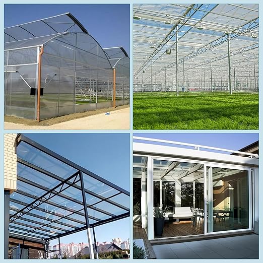 Rocomoco 32.8Ft x 3.28Ft Polycarbonate Sheet UV Resistant Clear Roofing Panels Insulated Rainproof Greenhouse Panels Suitable for Pergola Gardening Farming Sunroom
