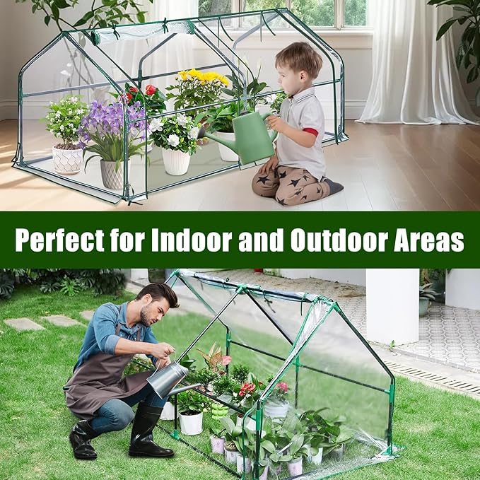 Mini Greenhouse for OutdoorPortable Greenhouse Outdoor Garden w/ Roll-up Zipper DoorWaterproof &amp UV Protected Green House for Outside Garden Patio Backyard71x36x36