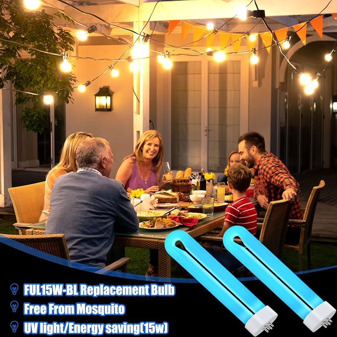 Zapper Light Bug Zapper Replacement Bulbs Insect Attracting Lamp FUL15W BL U Shaped Twin Tube Fluorescent UV Lamp 7.56 x 1.80 x 0.93 inch (White4 Pieces)