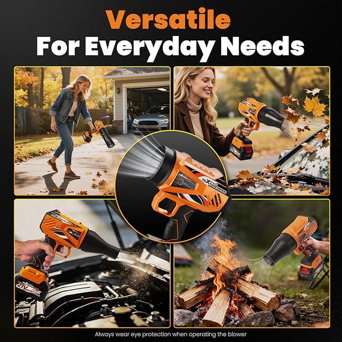 maXpeedingrods Cordless Leaf Blower 550CFM Battery Leaf Blower with Charger Infinitely Variable Speeds Lightweight Handheld Leaf Blowers for Patio Cleaning Car Water Blowing Leaves and Dust