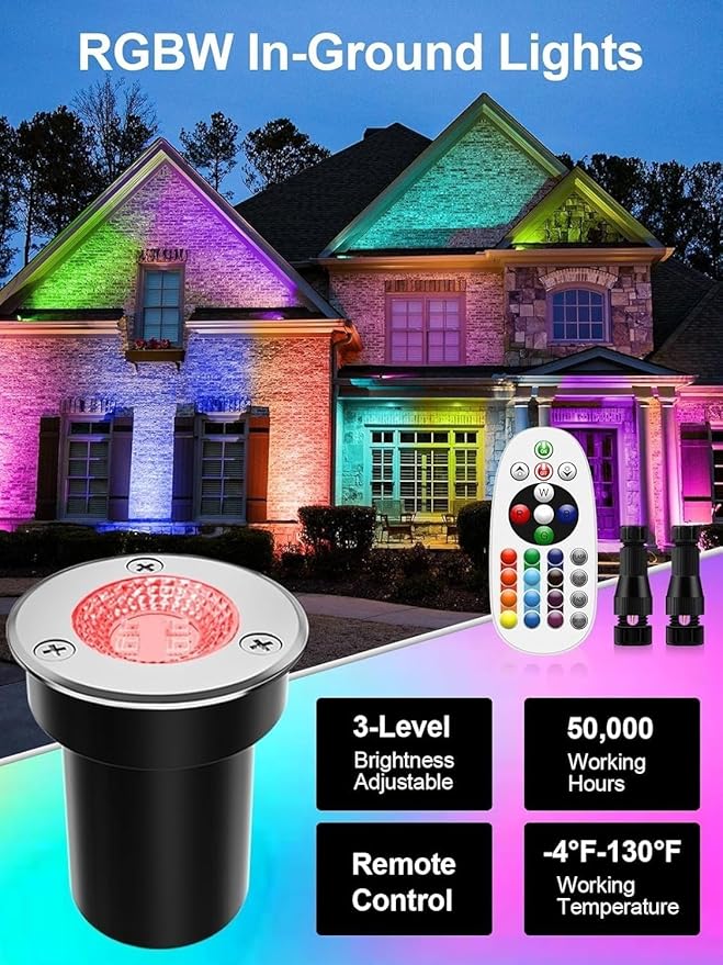 4PCS LED Landscape Lights - Outdoor Buried Lamp 3W LED Ground Recessed Spotlight 12V-24V RGB Ground Spot Lights IP65 Garden Recessed Floor Lamp Spotlight Led Light(3W(12V))