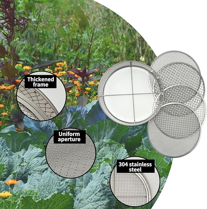 Metal Garden -Garden Soil Sifter - Quick-Release Stainless Steel Sieve Durable Easy-Install Design Efficient Soil Filtration | Convenient Use with Lightweight Construction | Gravel Sawdust
