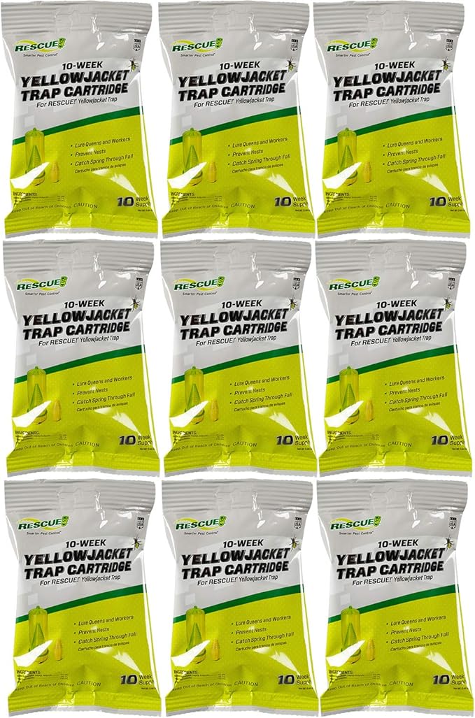 RESCUE! Yellowjacket Attractant Cartridge (10 Week Supply) – for RESCUE! Reusable Yellowjacket Traps - (9 Pack)