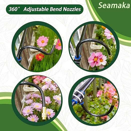 Lawn &amp Garden Watering Equipment360° Adjustable Drip Irrigation System50 ft Garden Plant Watering System with 15 Nozzles 5/16 inches Hose Greenhouse Accessories for Yard Lawn Plants
