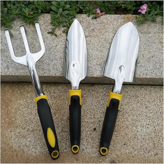 Garden ToolsGarden Trowel Garden Tool Set -3 Piece Aluminum Gardening Hand Tools Hand Shovel - Tilling Hand Rake for Gardens