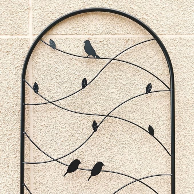 Heavy-Duty Metal Garden Trellis for Climbing Plants – Rust-Resistant Outdoor Flower Support with Decorative Bird Design (4 Pack-H71)
