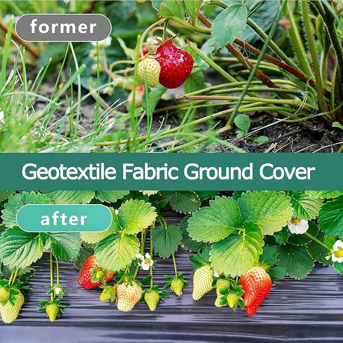 Suppressant MembraneWeed Barrier FabricLandscape Ground Cover MembraneHigh UV StabilisationPerfect for Gardens Patios Flower Beds Landscaping(4x5m/13.12x16.4ft)