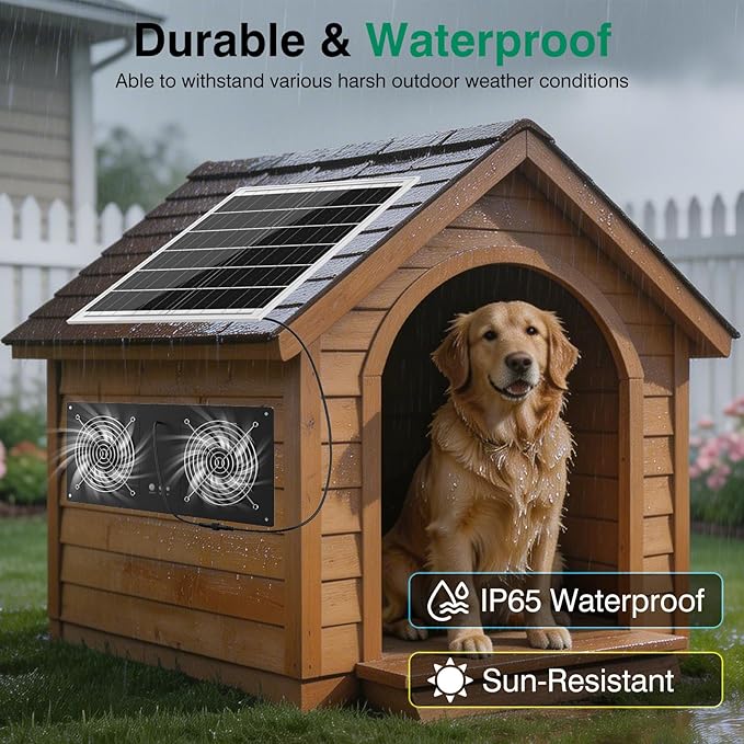 40W Solar Powered Exhaust Fan with 18000mAh Battery &amp Timer 3500RPM High-Speed Waterproof Ventilation Fan for Chicken Coop Greenhouse Shed Pet House &amp Window