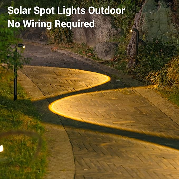 Diydeg Spot Lights 2pcs 23.2in Solar Outdoor Lights 800mAh Security Landscape Lights for Outside Garden Yard Pathway Driveways Patios Porches Easy Install Long Lasting (Warm Light)