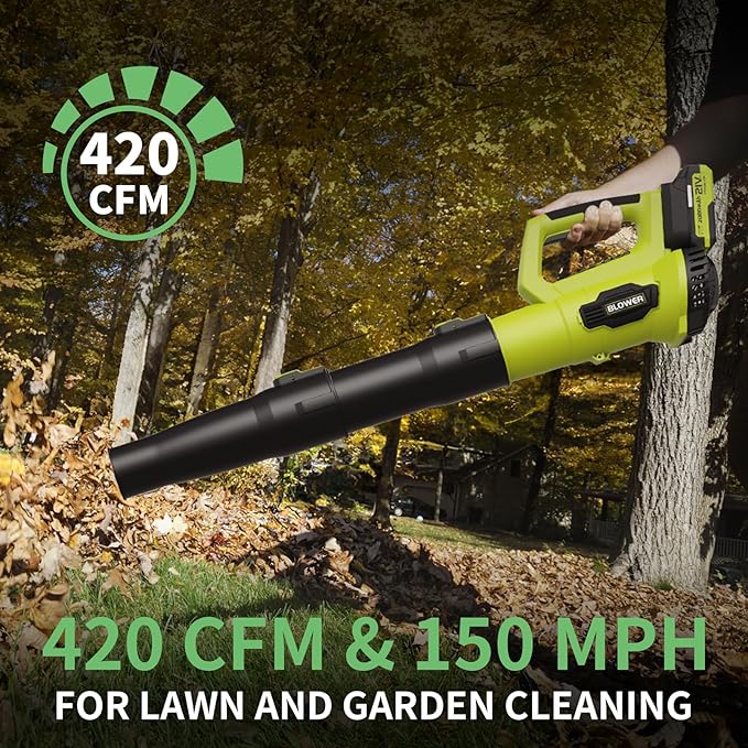 LEAPUL Leaf Blower Cordless 21V Electric Leaf Blower with 2×2.0Ah Batteries &amp 1 Fast Charger Lightweight Battery Powered Blower for Lawn Care Patio Cleaning