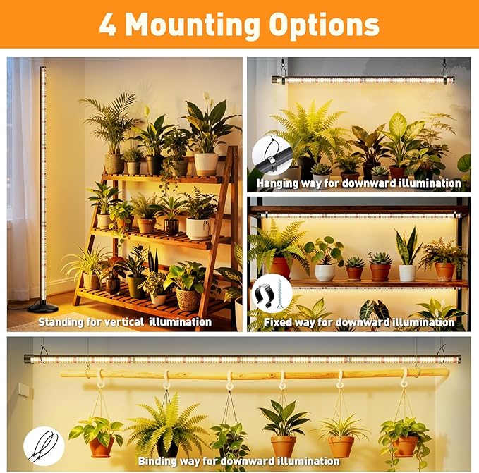 BlumWay 65 Inch Grow Lights for Indoor Plants36W660nm+3000K+6000K 336 LEDs Full Spectrum LED Standing Plant Lights with 2 Timers and 10 Level Dimming Detachable Plant Growing Lamps for Greenhouse