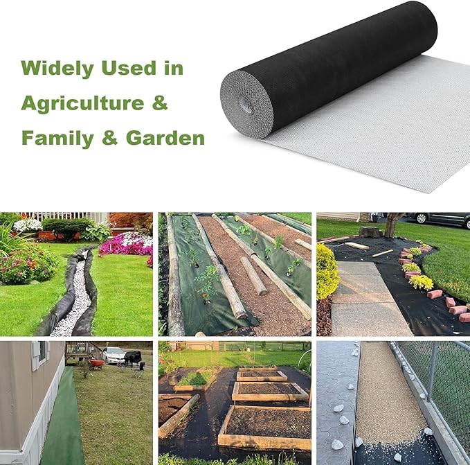 3x100ft Weed Barrier Fabric &amp Landscape Fabric5.8oz Heavy-Duty Non-Woven Ground Cover Easy Setup Weed Control Mat for Garden Yard Farm Orchard Fruit Trees