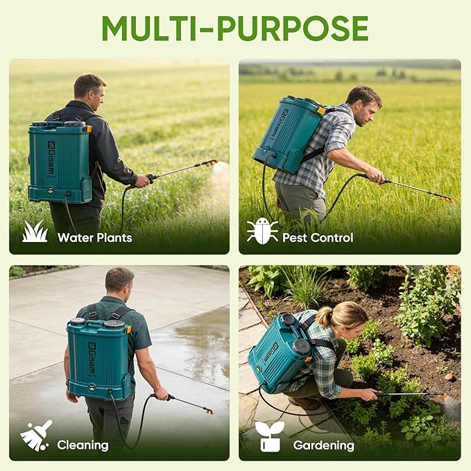 5.3Gal Battery Powered Backpack Sprayer 120PSI Adjustable Pressure Electric Sprayer Dual Batteries Telescopic Wand &amp Corrosion-Resistant Wand 5 Nozzles Sprayer for Planting Lawn Yard Garden