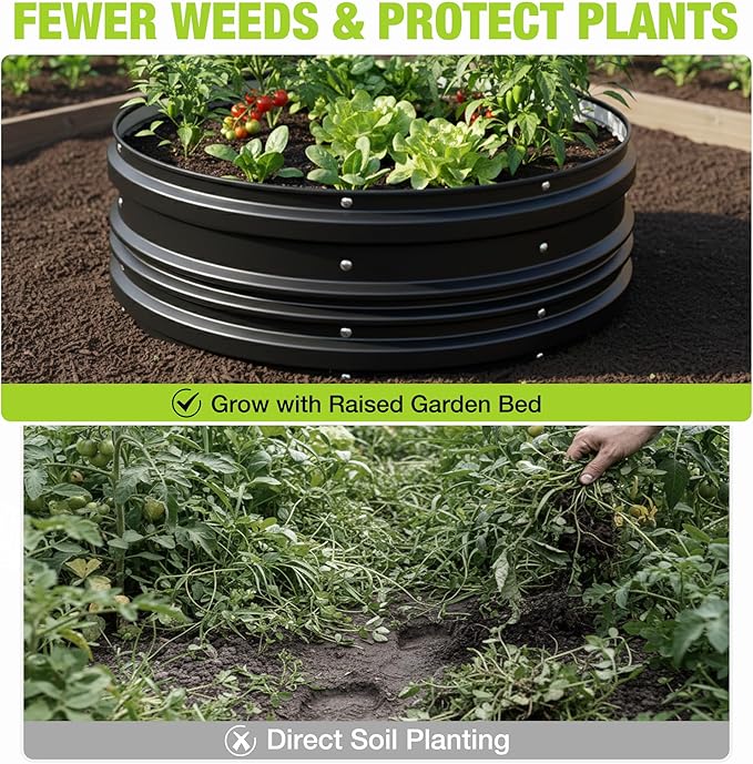 WORKPRO 3PK 2x2x1ft Outdoor Galvanized Raised Garden Bed Kit Rust &amp Corrosion Protection Easy Assembly Safe Edge Ideal for Vegetables &amp Flowers Black