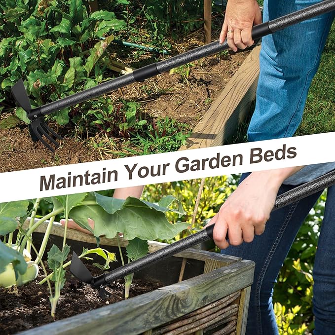 COCONUT Hoe Garden Tool 60 Inch Garden Hoe Long Handle for Weeding Hoe Cultivator 2 in 1 Hand Garden Tools for Gardening Planting