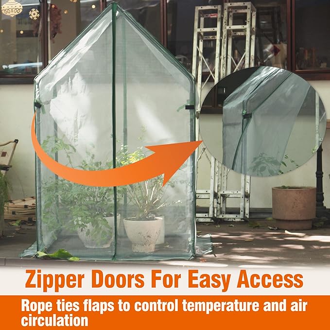Gardzen Mini Greenhouse with Mesh Cover Portable Outdoor Greenhouse Enhanced Ventilation Ideal for Spring Summer &amp Fall 36.2(L) x36.2(W) x59.5(H)