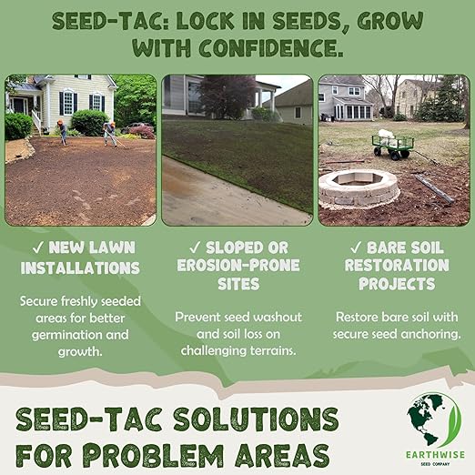 Earthwise Seed-Tac Premium Organic Tackifier – Erosion Control Plant-Based Binder Soil Restoration Non-Toxic Pet Safe – Covers Up to 5000 sq ft 10 lb