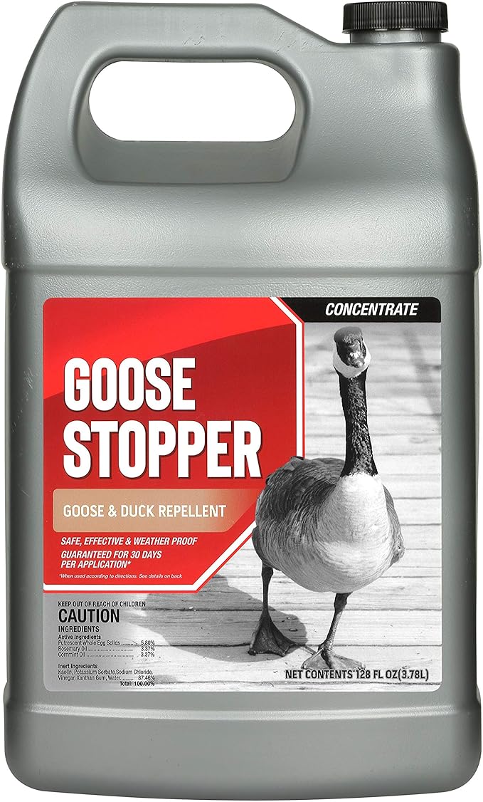 Goose Stopper Liquid Animal Stopper Repellent All Natural Effective All Year Round Safe for People and Pets No Harsh Chemicals Ready to Use Goose Repellent - 1 Gallon Concentrate