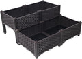 4 Piece Raised Garden Bed with Legs Self-Watering Planter Boxes for Flowers &amp Vegetables Brown