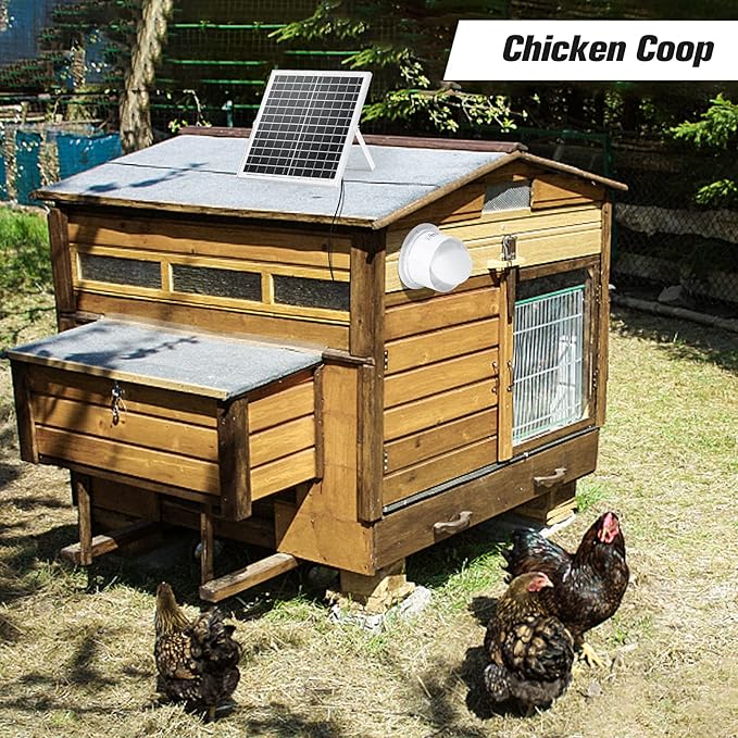 Solar Powered Exhaust fan 25W Solar Panel + 8 Ventilation Vent Fan for Outside Greenhouse Chicken Coop Shed Pet House