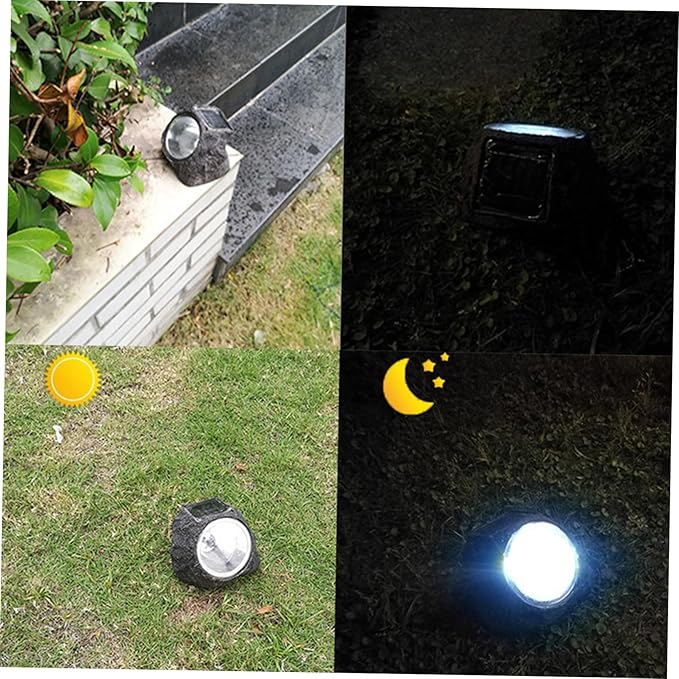 ARTIBETTER 2pcs Led Solar Power Spotlight for Outdoor Garden Decor Stone Shape Lawn Lamp High Brightness and Energy-Saving