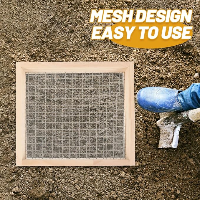 Garden Sieve Sifting Pan Wood Soil Stone Sifter Compact Lightweight Portable Garden Tools for Plant Stone Sifting Tool Sand Sifter