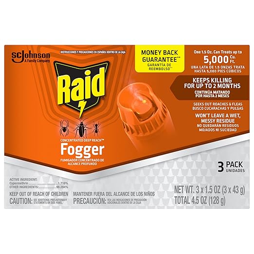 Raid Concentrated Deep Reach Fogger Kills Ants Roaches and Spiders 1.5 Ounce Cans 3 Count (Pack of 4)