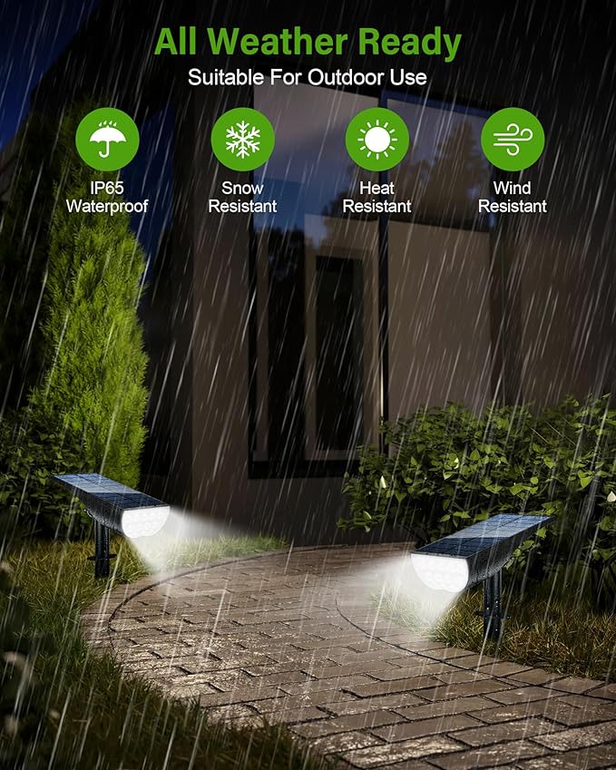 Solar Spot Lights Outdoor Solar Lights Outdoor Waterproof IP65 3 Brightness Modes Dusk to Dawn Landscape Spotlights for Yard Garden Pathway Tree Decoration Cool White 5 Pack