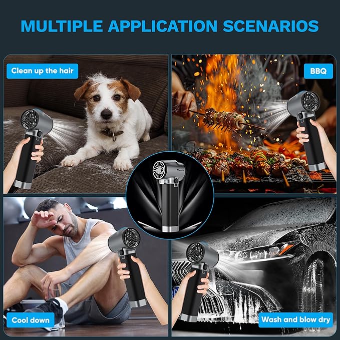 Xoopon Pro Car Blower &amp Oversize Turbo Dryer for Cars | 750W 3.6LB Thrust Cordless | 64mm Turbo Fan for Wheels Snow Golf | Handheld Car Dryer