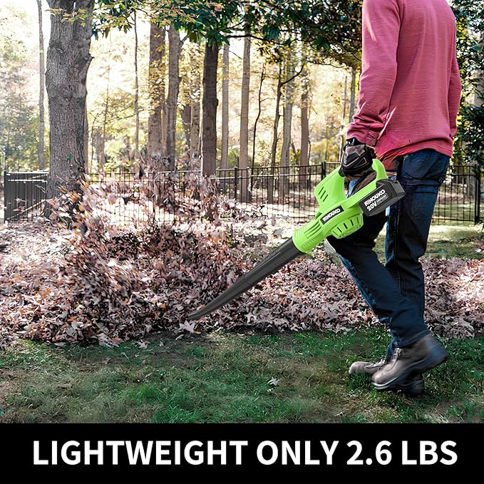 Leaf Blower Cordless 20V Electric Cordless Leaf Blower with 8000mAh Battery and Charger 2 Speed Modes 150MPH Lightweight Battery Powered Leaf Blowers for Lawn Care Patio Blowing Leaves and Snow
