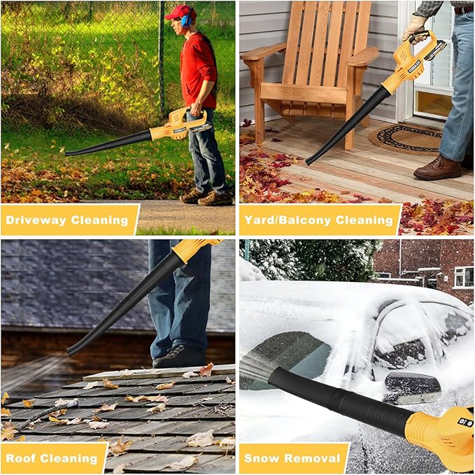 Leaf Blower Cordless with 2 Batteries and Charger 21V Electric Leaf Blower with 2 Speed Modes 2.0Ah Lightweight Battery Powered Blowers for Lawn Care Patio Blowing Leaves