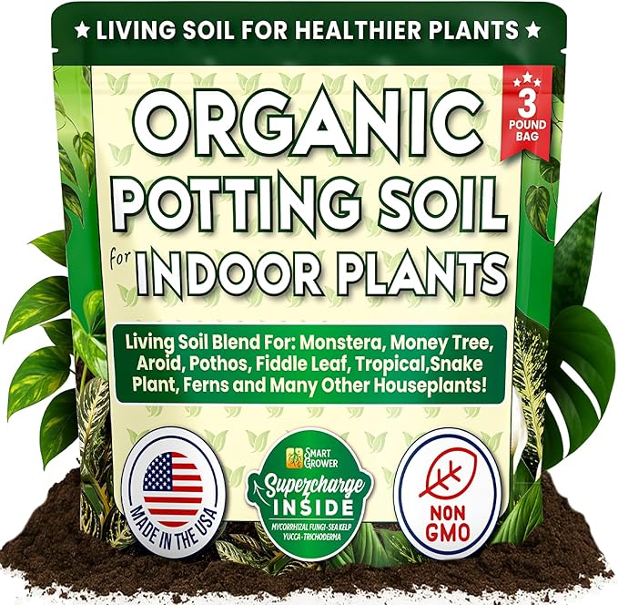 Organic Potting Soil for Indoor Plants. Boost House Plant Growth for Monstera Fiddle Leaf Money Tree Pothos Snake Plant Aroid Flowers Herbs Veggies &amp More Smart Grower 3 LB Ready to Plan
