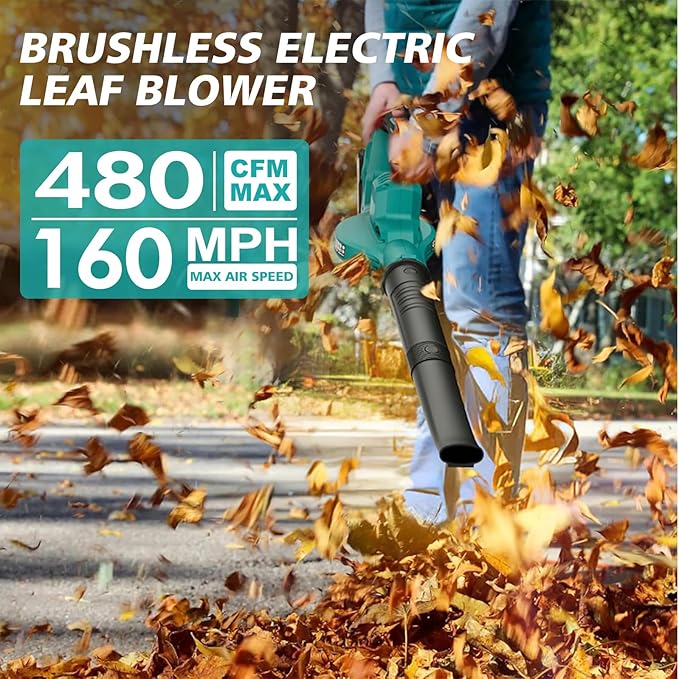ALSO GO 20V Leaf Blower Cordless Electric Leaf Blowers with 2.0Ah Battery and Charger 480 CFM 160 MPH Battery Powered Leaf Blower Handheld Lightweight Blower for Lawn Patio Sidewalk Cleaning