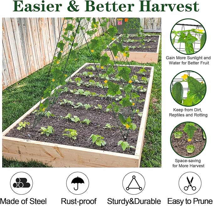 48 H x 34 L Cucumber Trellis for Garden A Frame Garden Trellis for Climbing Plants Outdoor for Raised Bed(1 Packs)
