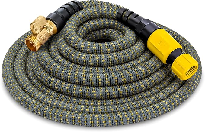 HydroTech 100 ft Expandable Garden Hose with Patented Force Control Technology - 5/8 No-Kink Flexibility Lightweight Hose for Lawn Garden Car Washing Deck and Patio Cleaning