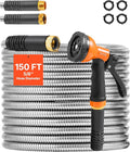 VEVOR Garden Hose Metal 150 ft Rust Proof Stainless Steel Water Hose Heavy Duty Backyard Hose with 10 Function Nozzle No-Kink &amp Flexible Water Pipe Lightweight Metal Hose for Yard Outdoor